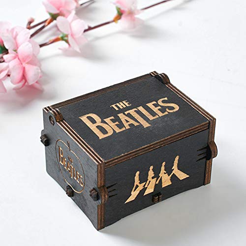 DAUERHAFT Caja de música clásica de Madera Caja de música para Adorno de Escritorio para Regalos de cumpleaños(Black Beatles)