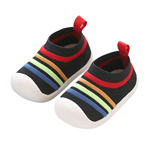 DEBAIJIA Zapatos para Niños 1-3T Bebés Caminata Zapatillas Niñas Suela Suave Malla Transpirable TPR Material 20/22 EU Negro (Tamaño Etiqueta 17)