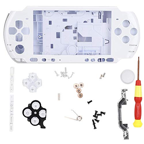 Denash Estuche para Consola de Juegos para PSP 3000, Carcasa Completa con Destornillador, diseño Simple, Compacto, liviano, fácil de Transportar, 5 Colores(Blanco)