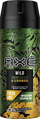Desodorante en spray Axe Wild, para un aroma duradero de Mojito y madera de cedro sin sales de aluminio, 1 unidad (1 x 150 ml)