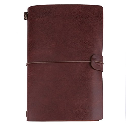 Diario de cuero hecho a mano, cuaderno de viaje clásico de piel sintética, cuaderno de viaje personalizado, cuaderno rellenable, regalo para hombres o mujeres (marrón oscuro)