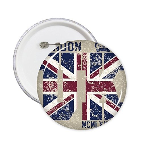 DIYthinker Londres Inglaterra Reino Unido de rey Landmark indicador Marca ilustrado modelo alrededor del Pin Badge 5 x Botón METRO