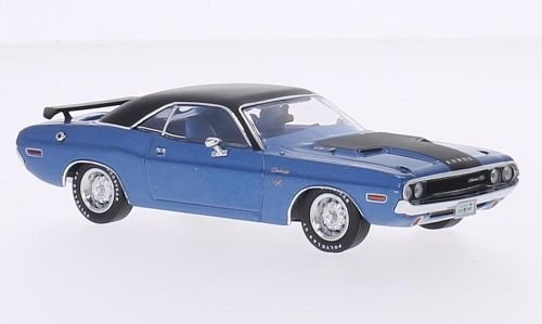 Dodge Challenger R/T 1970 - Modelo de coche (escala 1:43), color azul metalizado y negro mate