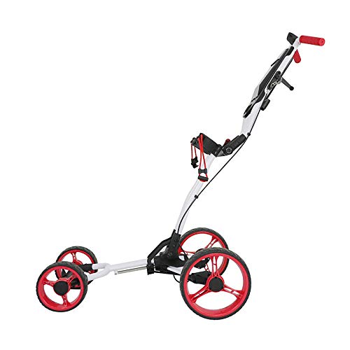 DWXN Carritos de Golf con 4 Ruedas Golf Trolley Push Rojo Aleación de Aluminio Golf Cart