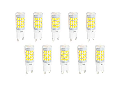 DYA - Juego de 10 bombillas LED Bispina con casquillo G9, 6 W, 510 lm, 220/240 V, medidas: 18 mm de diámetro x 55 mm, luz cálida 3000 K, radio de iluminación: 360 grados, no regulables