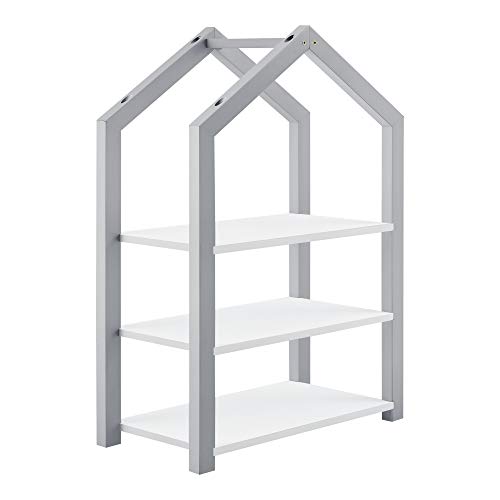 [en.casa] Estantería Infantil para Niños Mayen 85 x 60 x 30 cm Organizador con 3 Estantes Almacenamiento para Cuarto de los niños Librería MDF Gris y Blanco