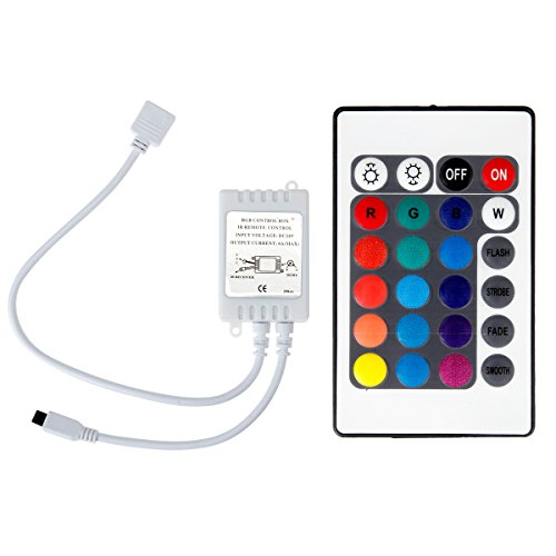 EPBOWPT - Controlador RGB LED (24 V, mando a distancia por infrarrojos, 24 teclas, control remoto con 16 cambios de color, 4 modos de color para tiras LED 3528 5050 SMD)