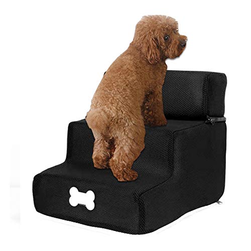Escalera para perros de 3 peldaños, escalera para perros, gatos, pequeños animales, ancianos, fácil escalera, ayuda de inclinación Escalera para perros de 3 peldaños, escalera para perros, gatos, pequeños animales, ancianos, fácil escalera, ayuda de inclinación