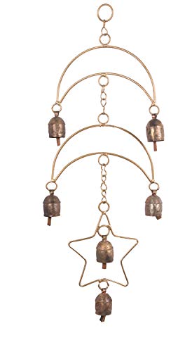 Ethnics of Kutch - Luna y Estrella - 6 Campanas Campana de Metal Fundido a Mano Artesanía de Kutch Medidas: 49 cms Alto x 17 cms Ancho x 3 cms Fondo Ethnics of Kutch - Luna y Estrella - 6 Campanas Campana de Metal Fundido a Mano Artesanía de Kutch Medidas: 49 cms Alto x 17 cms Ancho x 3 cms Fondo