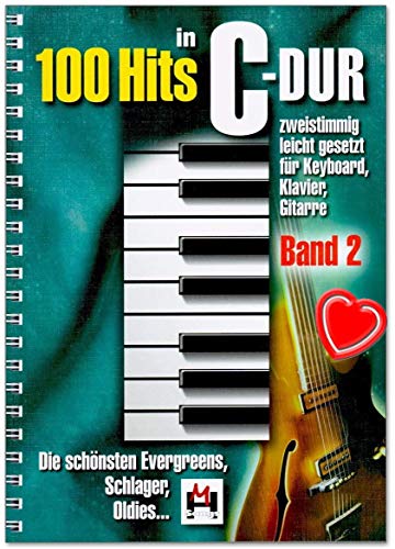 Evergreens, Schlager, Oldies - Juego de 100 éxitos en C-Dur Band 2 - Con pinza para partituras en forma de corazón
