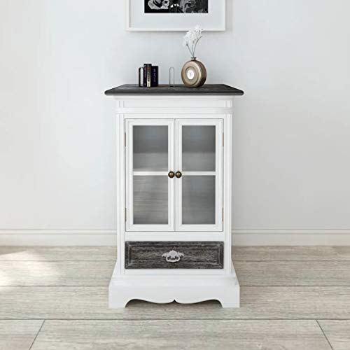 FAMIROSA Vitrina Baja con Dos Puertas y un cajón de Madera Blanca FAMIROSA Vitrina Baja con Dos Puertas y un cajón de Madera Blanca