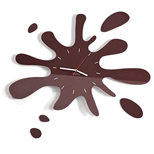 FLEXISTYLE Moderno Reloj de Pared Juvenil, Color marrón Oscuro (wengué) 64 cm, Reloj de Pared Teenager