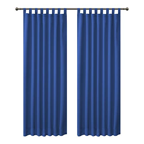 FLOWEROOM Cortinas opacas con trabillas para dormitorio, 280 x 140 cm (alto x ancho), color azul real – cortina térmica / cortina opaca con reducción de ruido, 2 unidades