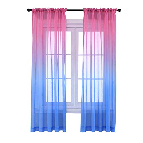 fourseasons Cortinas transparentes de gasa de 132 x 244 cm, cortinas de encaje para ventana, 2 paneles (rosa y azul) fourseasons Cortinas transparentes de gasa de 132 x 244 cm, cortinas de encaje para ventana, 2 paneles (rosa y azul)