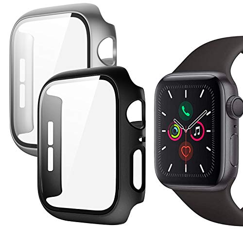 Funda Apple Watch 44mm Serie 6/SE/5/4, Protector Pantalla Integrados, Anti-Rasguños Slim Funda + Cristal Templado Compatible con Apple Watch Series 6 Series 5 Series 4 SE 44mm (Negro + Plata) Funda Apple Watch 44mm Serie 6/SE/5/4, Protector Pantalla Integrados, Anti-Rasguños Slim Funda + Cristal Templado Compatible con Apple Watch Series 6 Series 5 Series 4 SE 44mm (Negro + Plata)