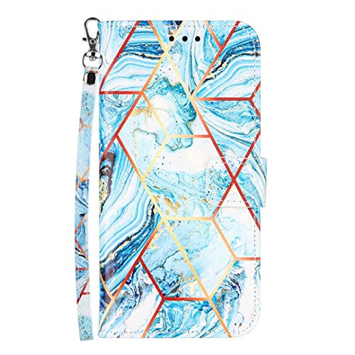 Funda para Samsung Galaxy A72 5G, con costuras 3D, de mármol, a prueba de golpes, de piel sintética, con soporte magnético, funda protectora de silicona para Samsung Galaxy A72 5G, color azul