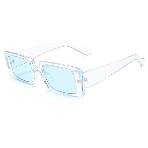 Gafas de sol pequeñas cuadradas rojas Vintage para mujer, gafas de sol coloridas de moda para hombre, gafas para mujer, sombras retro UV400, adecuadas para senderismo al aire libre-C8 azul claro-azul