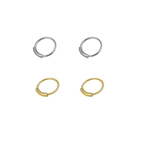 Generica 4 Aros Nariz pequeños 2 Color Plata y 2 Color Dorado 7mm diámetro finitos 0,6mm Grosor.