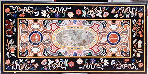 Gifts And Artefacts - Mesa de comedor de mármol con parte superior para mesa de centro de mesa, diseño de mosaico, se puede utilizar en el pasillo, hecha a mano en la India de 76,2 x 152,4 cm