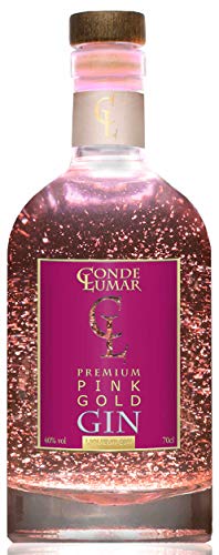 Gin Pink con Oro 23k - Premium Liqueur - Fresa y Frutos Rojos - Gin Tonic Para Regalar - 15 Botánicos 5 Destilaciones - Botella y Certificado del Oro - Sin Caja de Regalo - 40% vol 70 cl
