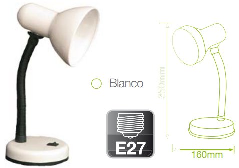 GSC Evolution Flexo sobremesa bell E27 40W- Blanco, 40 W