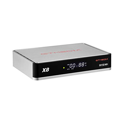 GT MEDIA X8 Decodificador Satélite Receptor DVB-S/S2/S2X T2-MI - Apoyar HD 1080P/ PVR/ HDMI/ SCART/ HEVC H.265/ 10bit/ Biss Auto Roll/ WiFi