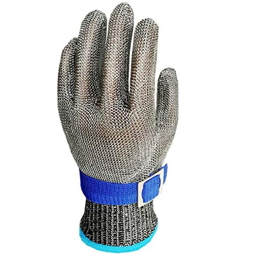 Guantes Anticorte Seguridad Corte Prueba puñalada Resistente Acero Inoxidable de Malla metálica Carnicero Guante Nivel 5(Un guante) (L)