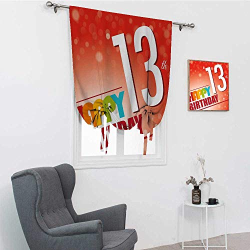 GugeABC Decoraciones de 13º cumpleaños para ventana, persianas y sombras, estilo retro, diseño gráfico Bokeh Rays con aislamiento térmico, globo ajustable, multicolor, 106,7 x 183 cm