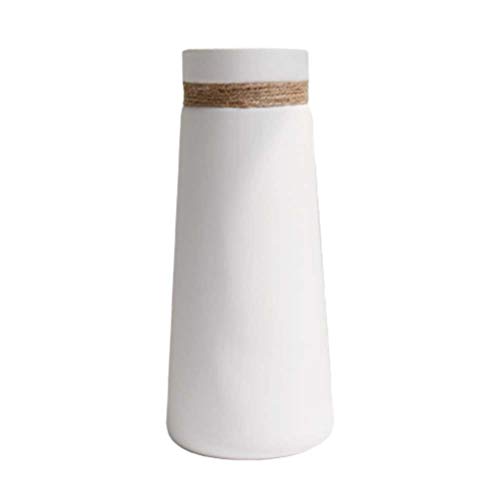 Healifty jarrón de cerámica Blanca Simplicidad Moderna florero de Cuerda de cáñamo Elegante contenedor de Flores para la Oficina del Hotel Decoraciones para el hogar sin Planta (estilo1)