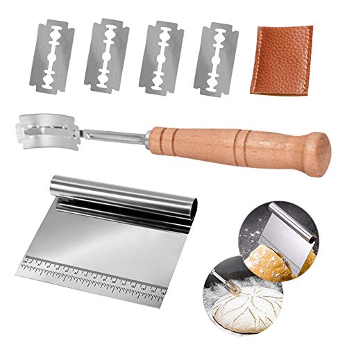 Herramienta de Corte de Pan Mango de Madera, Cuchillo para Masa con 5 Cuchillas y Cubierta Protectora, Arco Curvado Cuchillo de Pan, Cuchillo de Baguette de Panadero, para Tallar Patrones de Pan Crudo Herramienta de Corte de Pan Mango de Madera, Cuchillo para Masa con 5 Cuchillas y Cubierta Protectora, Arco Curvado Cuchillo de Pan, Cuchillo de Baguette de Panadero, para Tallar Patrones de Pan Crudo