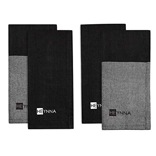 HEYNNA® Juego de 4 paños de cocina en 2 diseños diferentes – Juego de paños de cocina absorbentes en gris/negro para cocina y hogar HEYNNA® Juego de 4 paños de cocina en 2 diseños diferentes – Juego de paños de cocina absorbentes en gris/negro para cocina y hogar