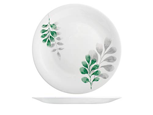 H&H 826108 Botanica - Juego de 6 platos llanos, cristal opalino, verde, 27 cm