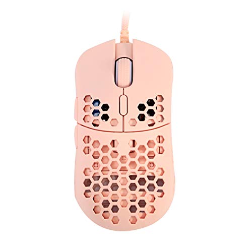 HK Gaming Mira S Ratón para Juegos con Cable Ambidiestro Honeycomb Ultralight RGB - 12000 cpp - 6 Botones - 61 g (Mira-S, Rose Quartz)