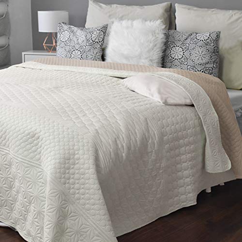 HOMELEVEL Colcha para cama y sofá de manta para sofá o cama, XXL (220 x 240 cm), color crudo/beige