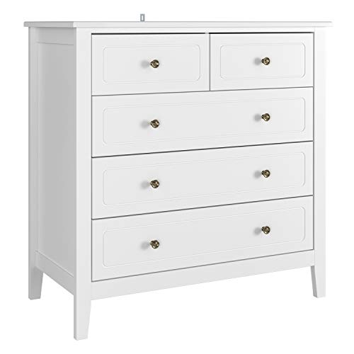 Homfa Armario Cajonera Cómoda Cajones Armario Mueble Auxiliar Almacenaje para Salón Baño Cocina con 5 Cajones Blanco 80x40x80cm Homfa Armario Cajonera Cómoda Cajones Armario Mueble Auxiliar Almacenaje para Salón Baño Cocina con 5 Cajones Blanco 80x40x80cm