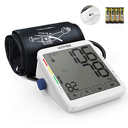 HOMIEE Tensiómetros de Brazo Digital, Monitor de Presión Arterial con Pantalla 5.5'', Automática de la Presión Arterial, Detección del Pulso Arrítmico, Brazalete 22-42cm, 240 * 2 Memoria HOMIEE Tensiómetros de Brazo Digital, Monitor de Presión Arterial con Pantalla 5.5'', Automática de la Presión Arterial, Detección del Pulso Arrítmico, Brazalete 22-42cm, 240 * 2 Memoria
