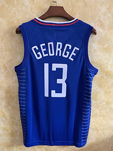 HS-XP Jersey De Baloncesto Masculino - NBA Los Angeles Clippers # 13 Paul George, Camisa De Absorción De Humedad Resistente Al Desgaste En La Camiseta con Cuello En V,Azul,XXL(185~190cm)
