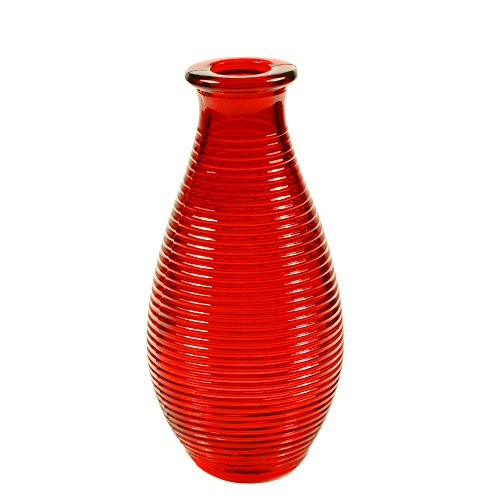 Hurom Deko Flores Jarrón de Cristal Altura 14 cm – Jarrón, Cristal, Rojo, 7 x 7 x 14 cm