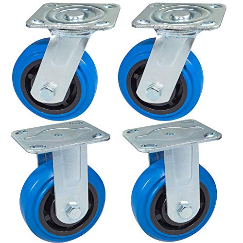 HZWDD BbCc - Ruedas giratorias de Alta Resistencia de 5 Pulgadas, 125 mm, Goma silenciosa, 660 kg para Transporte Industrial y Muebles, Ruedas giratorias de Placa Universal para Banco de Trabajo,