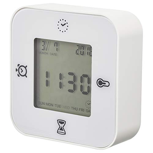 IKEA KLOCKIS - Reloj / termómetro / alarma / temporizador, blanco