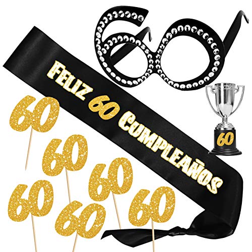 Inedit Festa 60 Años Cumpleaños Banda 60 Años Cumpleaños Banda Honorífica Gafas 60 Cumpleaños y 6 Topper. Trofeo Años 1959 Naciste