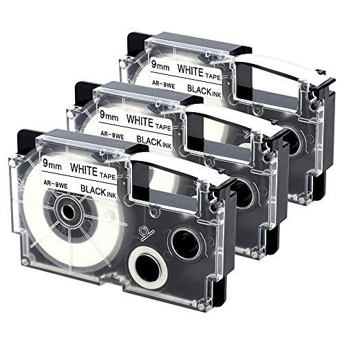 Invoker Compatible con reemplazo de cinta de etiquetas para Casio XR-9WE2S XR9WE2S XR-9WE XR-9WE1, para KL-60 KL-HD1 KL-100 KL-120 Impresora de etiquetas, 9 mm x 8 m, negro sobre blanco, paquete de 3 Invoker Compatible con reemplazo de cinta de etiquetas para Casio XR-9WE2S XR9WE2S XR-9WE XR-9WE1, para KL-60 KL-HD1 KL-100 KL-120 Impresora de etiquetas, 9 mm x 8 m, negro sobre blanco, paquete de 3