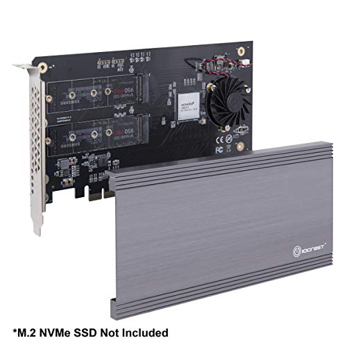 I/O Crest SI-PEX40129 Dual M.2 NVMe Puertos a PCIe 3.0 x16 Controlador de Elevador de bifurcación – Soporte Placa Base sin bifurcación