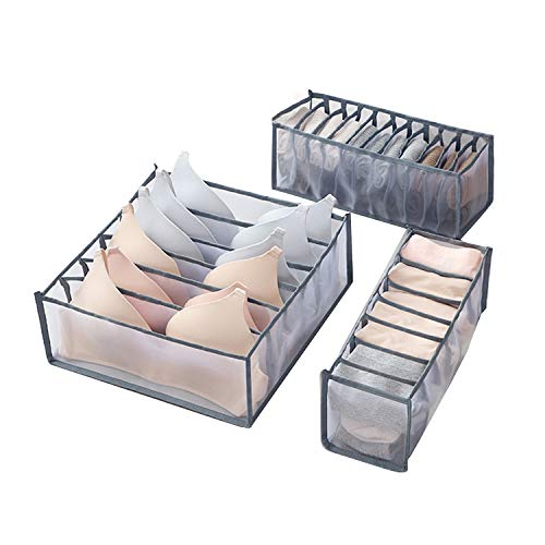 J TOHLO 3 Piezas Organizador de Ropa Interior Organizadores de cajones de Tela Organizador de Ropa Interior Plegable, Separador de cajones para Calcetines, Sostenes, Corbatas (gris) J TOHLO 3 Piezas Organizador de Ropa Interior Organizadores de cajones de Tela Organizador de Ropa Interior Plegable, Separador de cajones para Calcetines, Sostenes, Corbatas (gris)