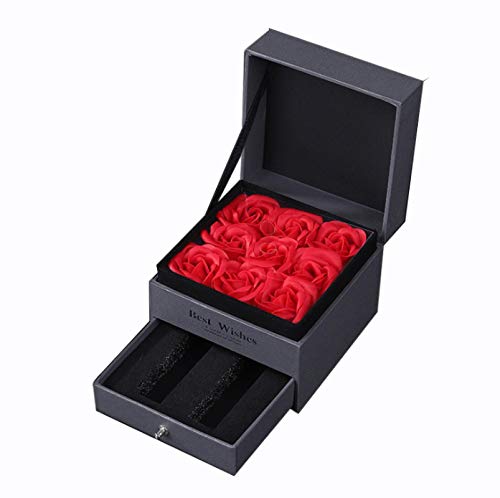 Jabón Red Rose Flower, Caja de Joyería de Rosas Flores, Regalos Cumpleaños Mujer, Lápiz labial Cajas de Regalo, para Aniversario/Cumpleaños/Boda/Día de San Valentín