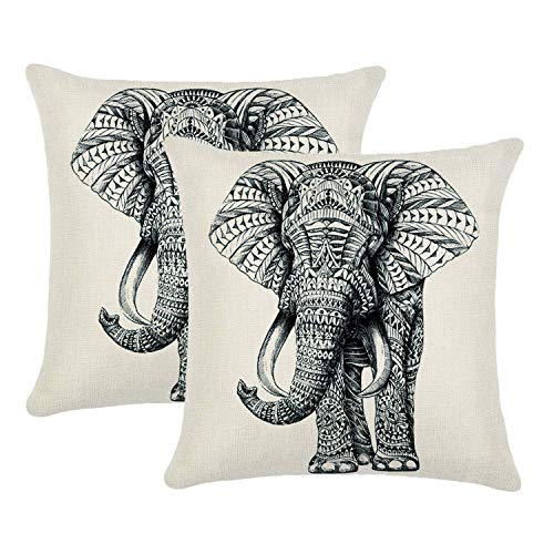 Jahosin Juego de 2 fundas de almohada de 45,7 x 45,7 cm, diseño de elefante (dibujo de elefante)