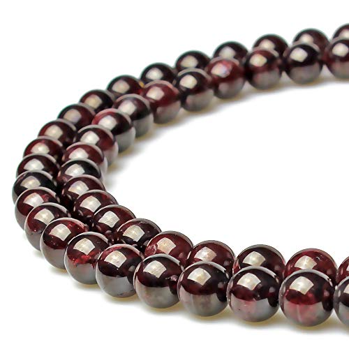 jarc Cuentas Para Pulseras Energéticas Pulsera de Yoga Pulsera DIY Cuentas de Piedra Natural Granate Rojo 38 Piezas, 34 cm, 10 mm