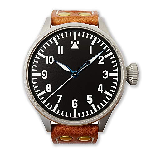Jenova 1940 B-Uhr 47 Pilot Automatico Swiss Made Acero Negro Cuero Reloj Vintage Hombre