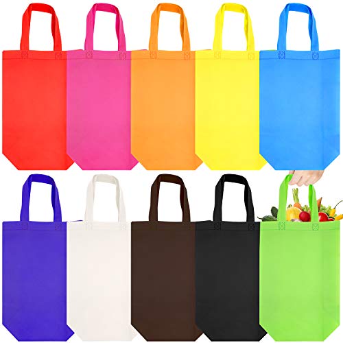 JJQHYC 20 bolsas de regalo reutilizables de tela no tejida con asa resistente para bolsas de fiesta y uso diario, 10 colores