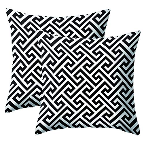 JOTOM Fundas de cojín súper Suaves y geométricas Simples para sofá Cama Fundas de Almohada Cojines Decorativos para el hogar 45X45cm, Juego de 2 (Patrón Blanco y Negro 4)